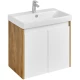 Тумба с раковиной белый глянец/дуб рустикальный 70,5 см Акватон Сканди Doors 1A2789K0SDZ90