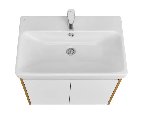 Тумба с раковиной белый глянец/дуб рустикальный 70,5 см Акватон Сканди Doors 1A2789K0SDZ90