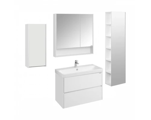 Зеркальный шкаф СКАНДИ 90, подвесной, белый