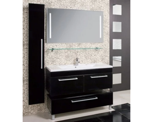 Тумба Мадрид 100 М 2 ящика чёрный глянец Акватон 1A128001MA950