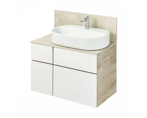 Тумба МИШЕЛЬ 80, дуб эндгрейн, белая (под раковину ОДРИ 42, MILA 350, ЛОЛА 60)