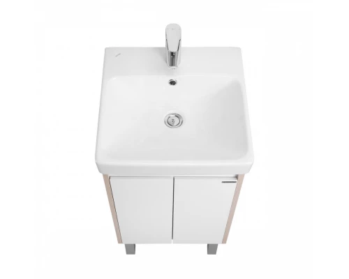 Тумба СКАНДИ DOORS 45, универс., 2 дв., белый глянец/дуб верона (под раковину АДРИАНА 45)