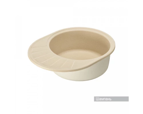 Мойка для кухни  Чезана 568x437x191 мм,круглая с крылом, шампань