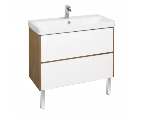 Тумба СКАНДИ 90, белая, дуб рустикальный (под раковину АДРИАНА 90) 