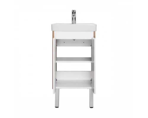 Тумба СКАНДИ DOORS 45, универс., 2 дв., белый глянец/дуб рустикальный (под раковину АДРИАНА 45)