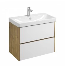 Тумба СКАНДИ 80, универс., 2ящ., белый/ дуб рустикальный (под раковину АДРИАНА 80)