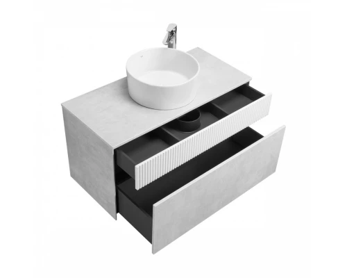 Тумба МАРБЛ 100, 2 ящ., слейт/белый матовый (под раковину MILA 35, MILA 40, ОДРИ Soft 42, ОДРИ Round