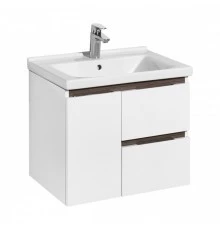 Тумба РЕНЕ 60, белая, грецкий орех (под раковину МИРАНДА 60) 
