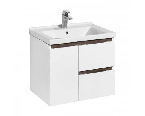 Тумба РЕНЕ 60, белая, грецкий орех (под раковину МИРАНДА 60) 