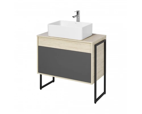 Тумба ЛОФТ УРБАН 80, серый графит, дуб орегон (под раковину MILA 35, MILA 40, ОДРИ 42)