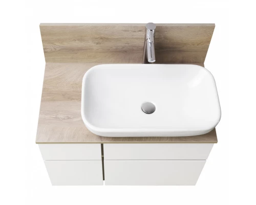 Тумба МИШЕЛЬ 80, дуб эндгрейн, белая (под раковину ОДРИ 42, MILA 350, ЛОЛА 60)