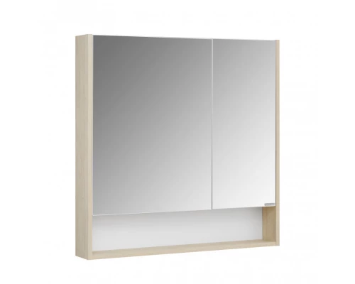 Зеркальный шкаф СКАНДИ 90, белый, дуб верона