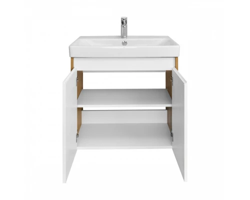 Тумба СКАНДИ DOORS 70, универс., 2 дв., белый глянец/дуб рустикальный (под раковину АДРИАНА 70)