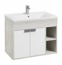 Тумба ФЛАЙ 80, белая, дуб крафт (под раковину МИРАНДА 80)