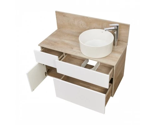 Тумба МИШЕЛЬ 100, дуб эндгрейн, белая (под раковину ОДРИ 42, MILA 350, ЛОЛА 60)