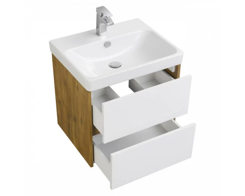 Тумба СКАНДИ 70, белая, дуб рустикальный (под раковину АДРИАНА 70) 