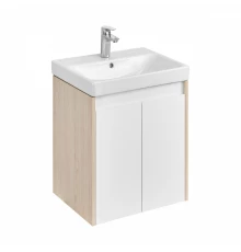 Тумба СКАНДИ DOORS 55, универс., 2 дв., белый глянец/дуб верона (под раковину АДРИАНА 55)