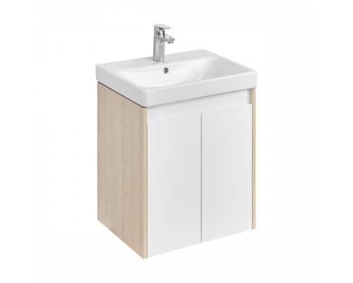 Тумба СКАНДИ DOORS 55, универс., 2 дв., белый глянец/дуб верона (под раковину АДРИАНА 55)