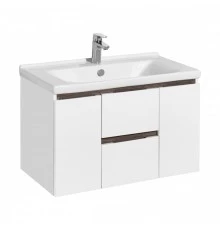 Тумба РЕНЕ 80, белая, грецкий орех (под раковину МИРАНДА 80) 