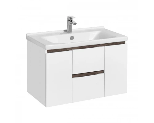 Тумба РЕНЕ 80, белая, грецкий орех (под раковину МИРАНДА 80) 