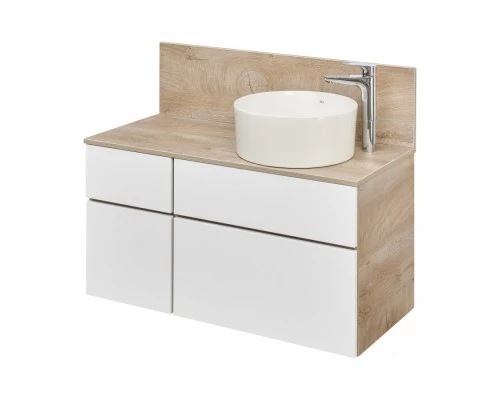 Тумба МИШЕЛЬ 100, дуб эндгрейн, белая (под раковину ОДРИ 42, MILA 350, ЛОЛА 60)