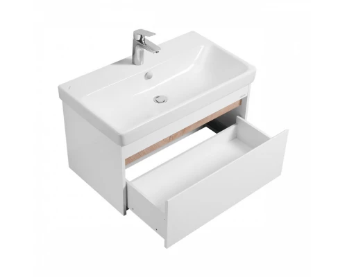 Тумба МАРТИ 80, подвесная,1 ящ., белая, дуб эндгрейн (под раковину АДРИАНА 80)