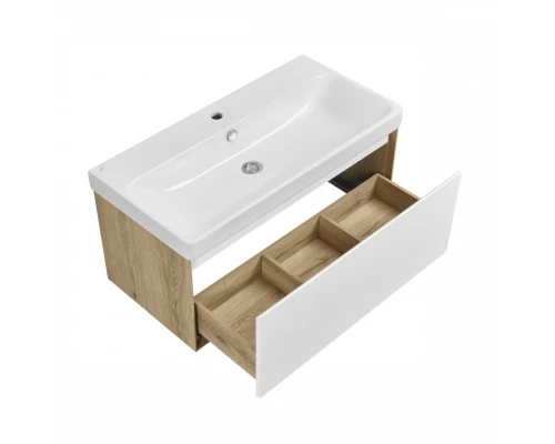 Тумба ЛИБЕРТИ 90,1ящ.,подвесн.,дуб эльвезия/бел.глян. (под рак-ну АДРИАНА 90,MILA 35,MILA 40,ОДРИ 42