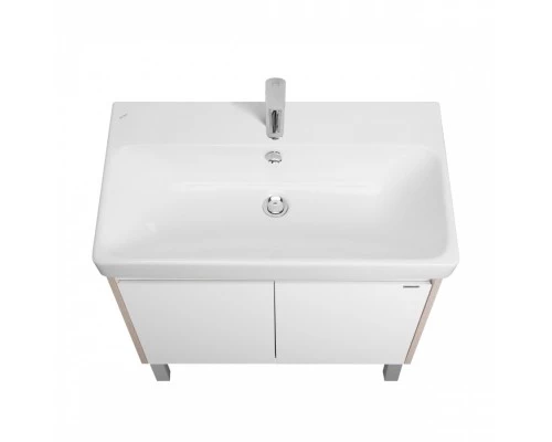 Тумба СКАНДИ DOORS 80, универс., 2 дв., белый глянец/дуб верона (под раковину АДРИАНА 80)