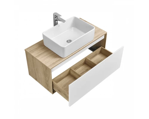 Тумба ЛИБЕРТИ 90,1ящ.,подвесн.,дуб эльвезия/бел.глян. (под рак-ну АДРИАНА 90,MILA 35,MILA 40,ОДРИ 42