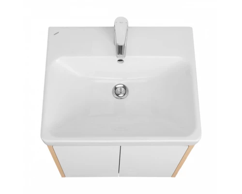 Тумба СКАНДИ DOORS 55, универс., 2 дв., белый глянец/дуб верона (под раковину АДРИАНА 55)