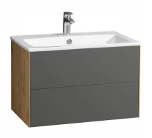 Тумба СОХО 75, дуб веллингтон, графит софт (под раковину ЭЛИНА 75)