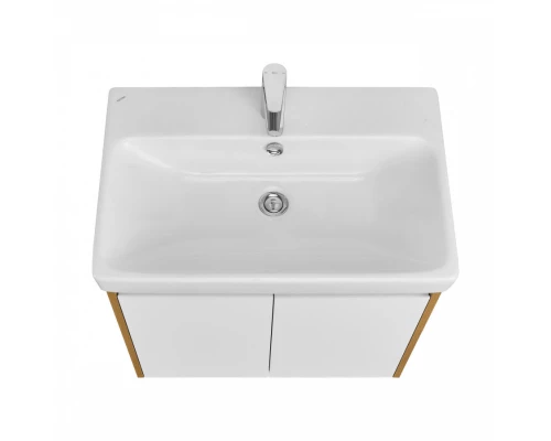 Тумба СКАНДИ DOORS 70, универс., 2 дв., белый глянец/дуб рустикальный (под раковину АДРИАНА 70)