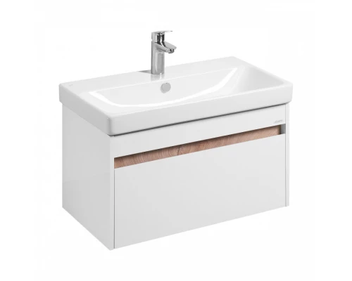 Тумба МАРТИ 80, подвесная,1 ящ., белая, дуб эндгрейн (под раковину АДРИАНА 80)