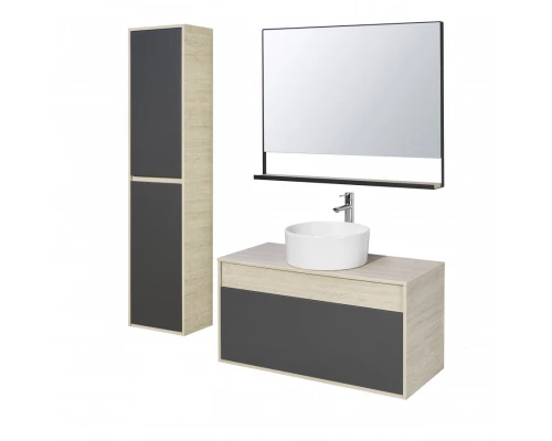 Тумба ЛОФТ УРБАН 100, серый графит, дуб орегон (под раковину MILA 40, MILA 35)