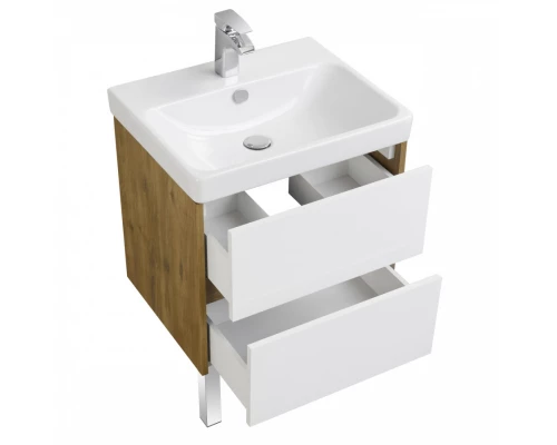 Тумба СКАНДИ 70, белая, дуб рустикальный (под раковину АДРИАНА 70) 