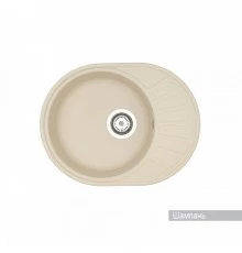 Мойка для кухни  Чезана 568x437x191 мм,круглая с крылом, шампань