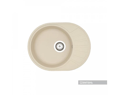 Мойка для кухни  Чезана 568x437x191 мм,круглая с крылом, шампань