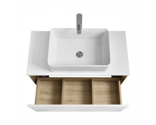 Тумба ЛИБЕРТИ 90,1ящ.,подвесн.,дуб эльвезия/бел.глян. (под рак-ну АДРИАНА 90,MILA 35,MILA 40,ОДРИ 42