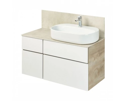 Тумба МИШЕЛЬ 100, дуб эндгрейн, белая (под раковину ОДРИ 42, MILA 350, ЛОЛА 60)