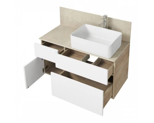 Тумба МИШЕЛЬ 100, дуб эндгрейн, белая (под раковину ОДРИ 42, MILA 350, ЛОЛА 60)