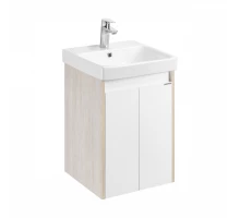 Тумба СКАНДИ DOORS 45, универс., 2 дв., белый глянец/дуб верона (под раковину АДРИАНА 45)