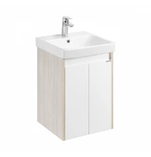Тумба СКАНДИ DOORS 45, универс., 2 дв., белый глянец/дуб верона (под раковину АДРИАНА 45)