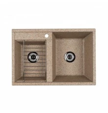 Мойка для кухни  Делия 78 DBL  780x520x218 мм, прямоуг. с крылом, песочный