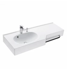 Раковина ОТЕЛЬ 2/1270, левая с навесами и диспенсором