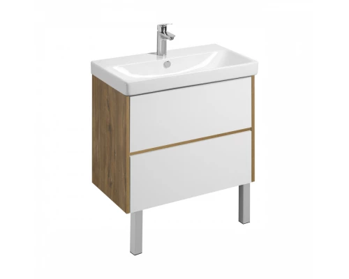 Тумба СКАНДИ 80, универс., 2ящ., белый/ дуб рустикальный (под раковину АДРИАНА 80)