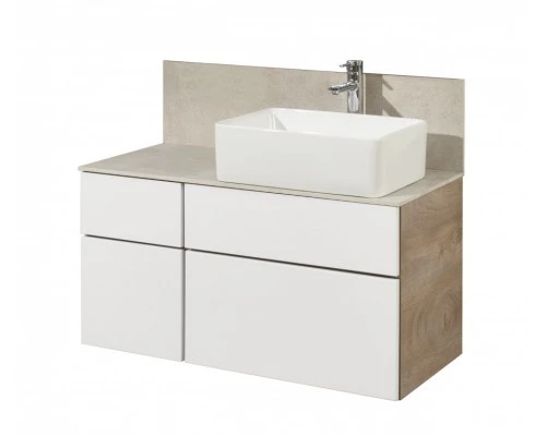 Тумба МИШЕЛЬ 100, дуб эндгрейн, белая (под раковину ОДРИ 42, MILA 350, ЛОЛА 60)