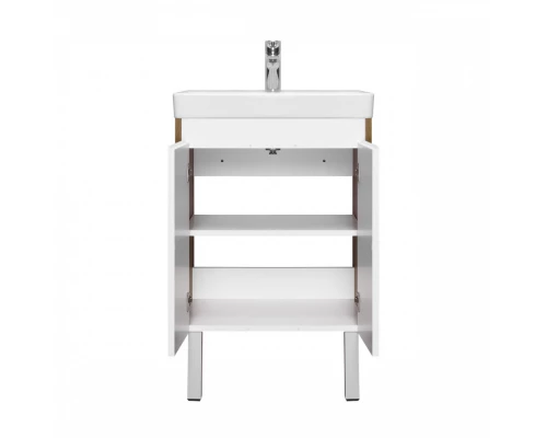 Тумба СКАНДИ DOORS 55, универс., 2 дв., белый глянец/дуб рустикальный (под раковину АДРИАНА 55)