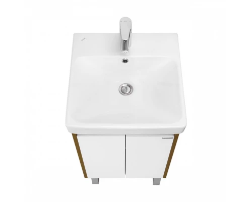 Тумба СКАНДИ DOORS 45, универс., 2 дв., белый глянец/дуб рустикальный (под раковину АДРИАНА 45)