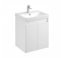 Тумба СКАНДИ DOORS 55, универс., 2 дв., белый глянец/белый матовый (под раковину АДРИАНА 55)