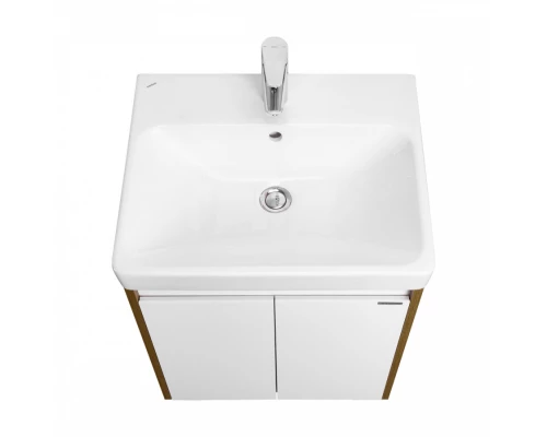 Тумба СКАНДИ DOORS 55, универс., 2 дв., белый глянец/дуб рустикальный (под раковину АДРИАНА 55)